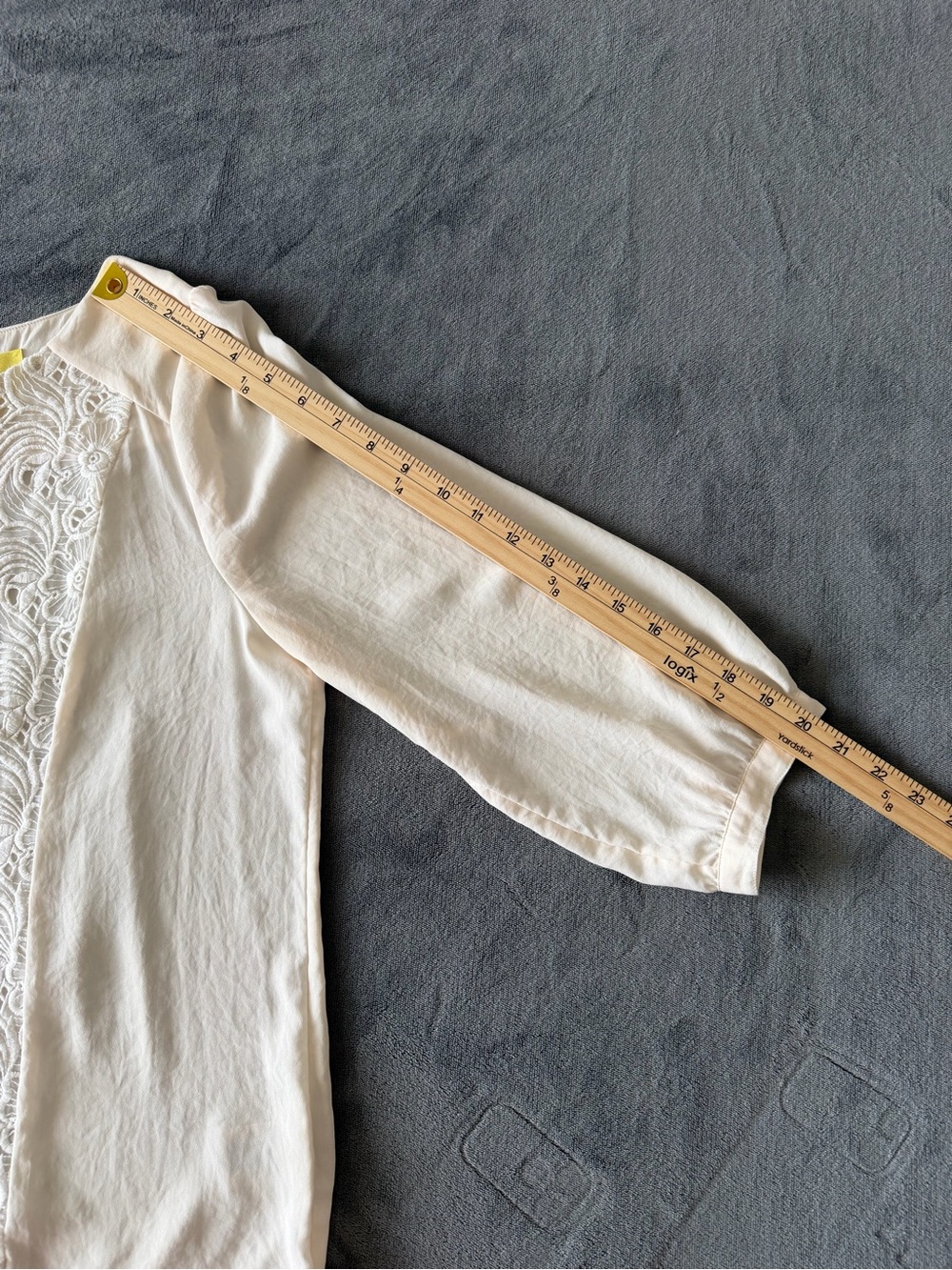 Maje Cream Lace-Front Long Sleeve Blouse - Picture 8 of 15